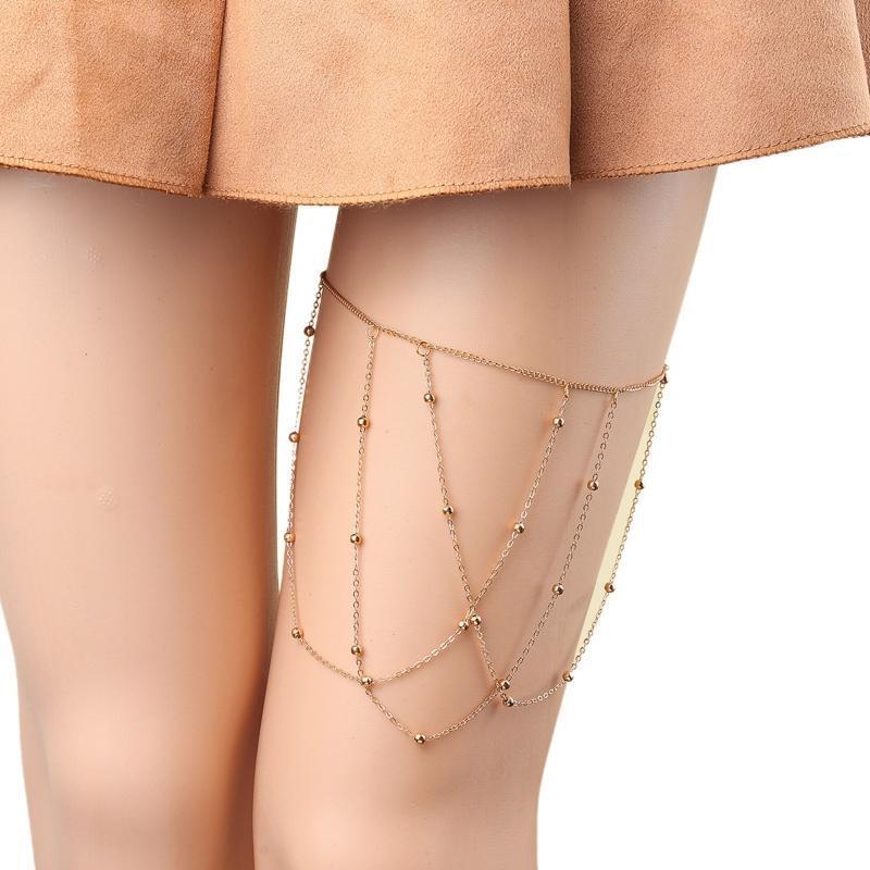 Bikini Leg Chain with Dangle Beaded Pendant Thigh Chain Party Decor for Girls