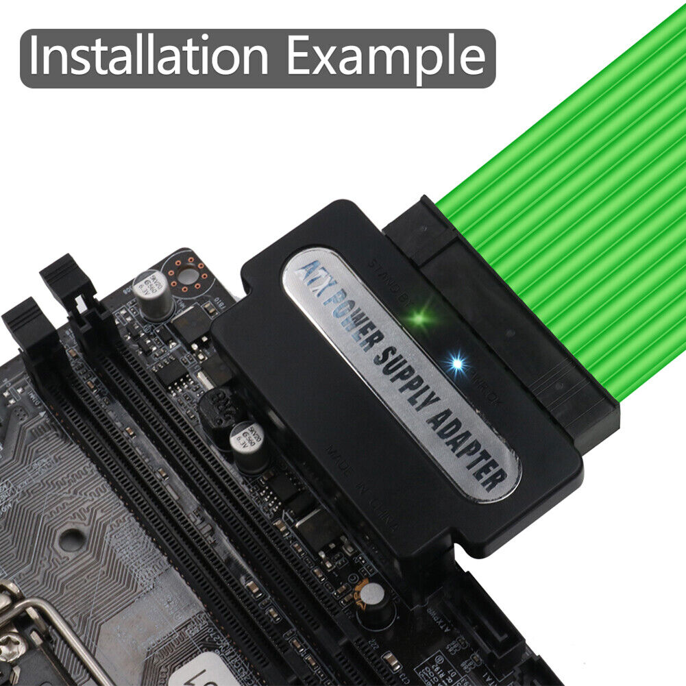 ATX 24-Pin Female to 24 Pin Male 90 Degree Adapter for Desktop Power Cable