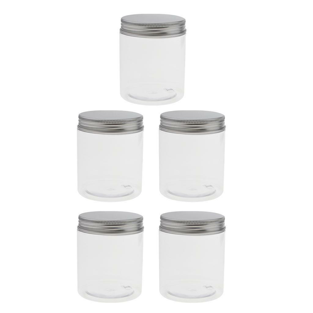 5pcs 250ml Plastic Makeup Pot  Empty Cosmetic  Containers Screw Lid