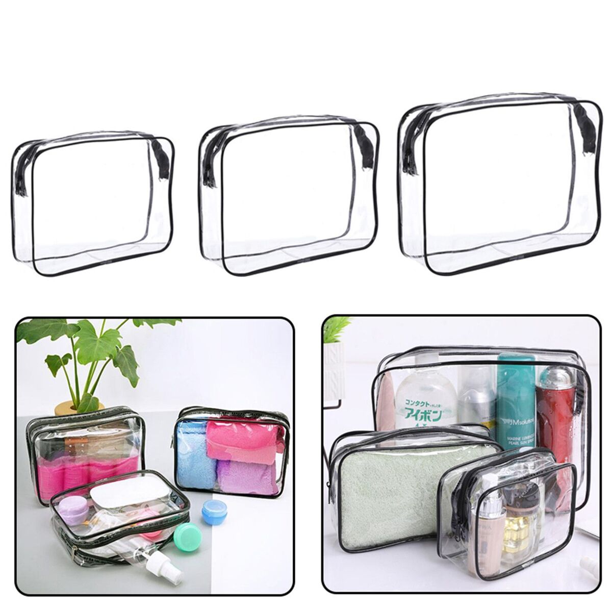 PVC Storage Pouch Waterproof Cosmetic Bags Toiletry Bag Transparent Makeup Case