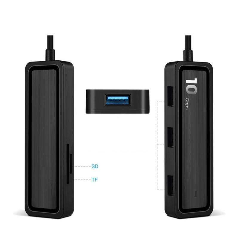USB Hub Docking Station USB 3.2 Adapter Splitter with SD TF Reader 10GBps 6-Port