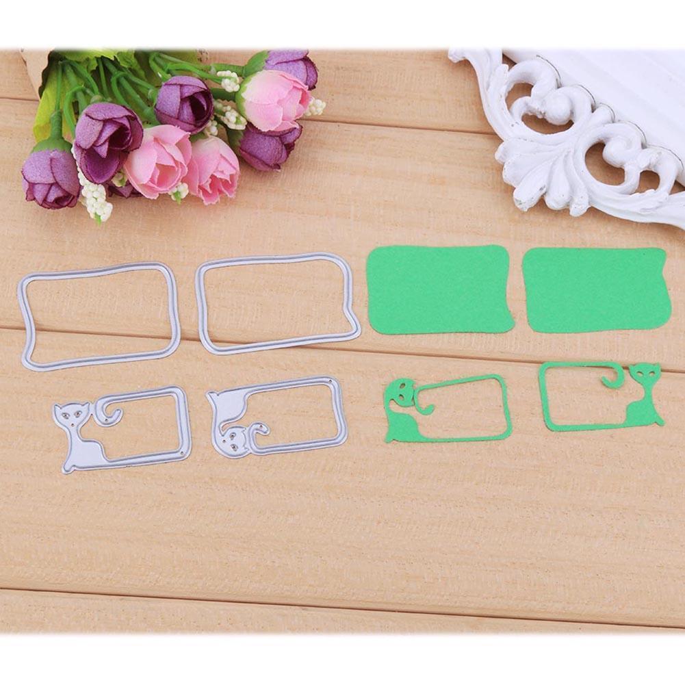 4pcs Cat Message Box Metal Cutting Die Scrapbooking Stencil DIY Album Decor