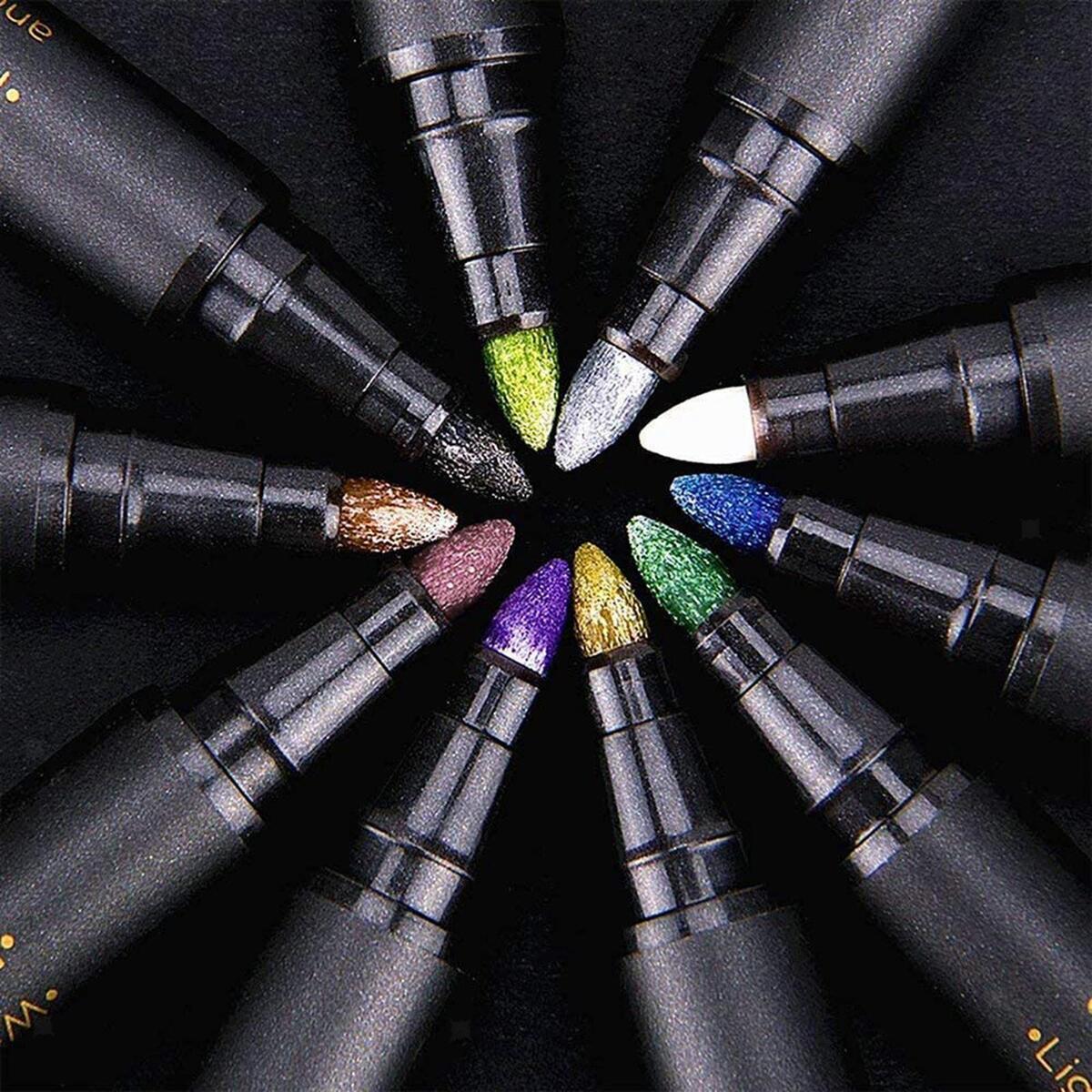 10x Metallic Markers, 10  Metallic Paint Markers  Set, Metallic Marker