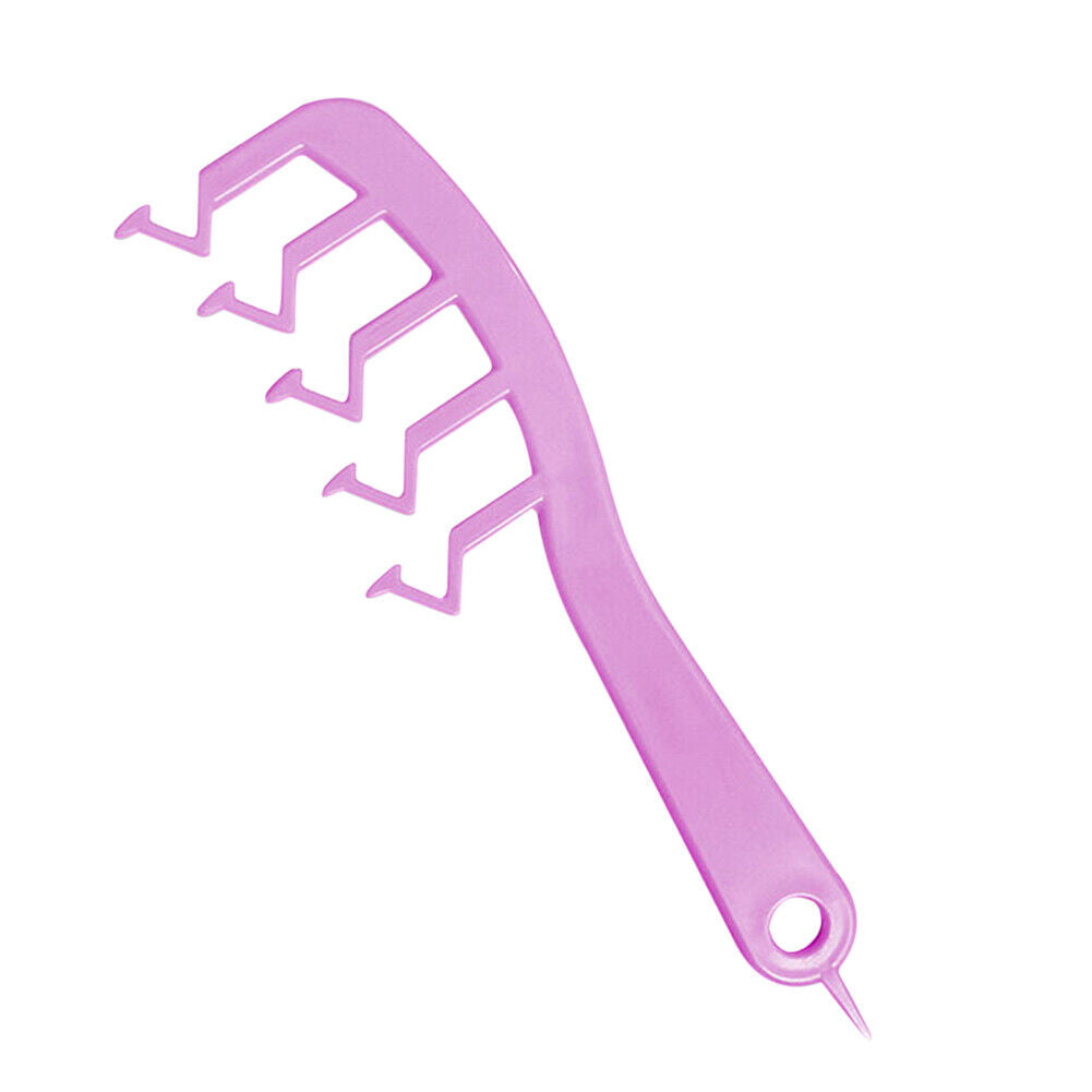 Z Shape Hair Slit Comb Curly Bangs Styling Puff Hair Brush Beauty (Purple)