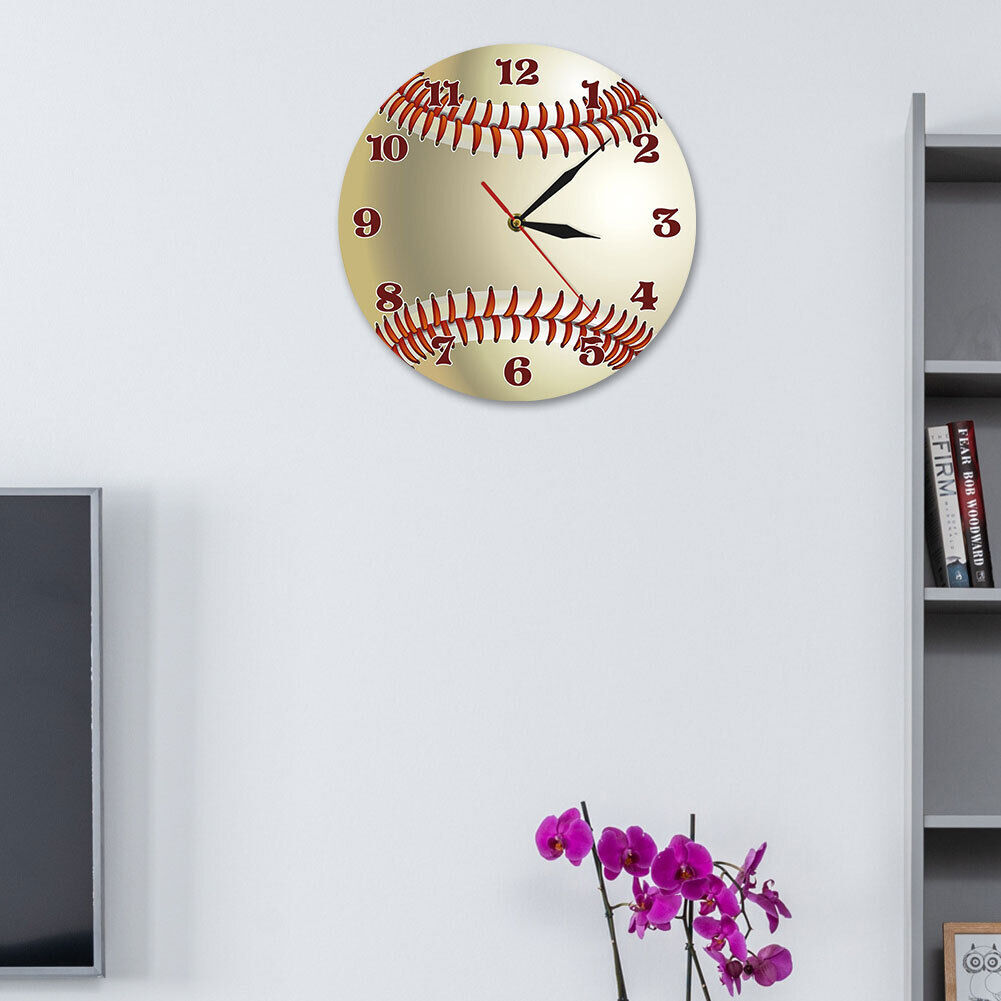 Wall Clock Acrylic Silent Non Ticking for Living Room Baseball Fan Gifts