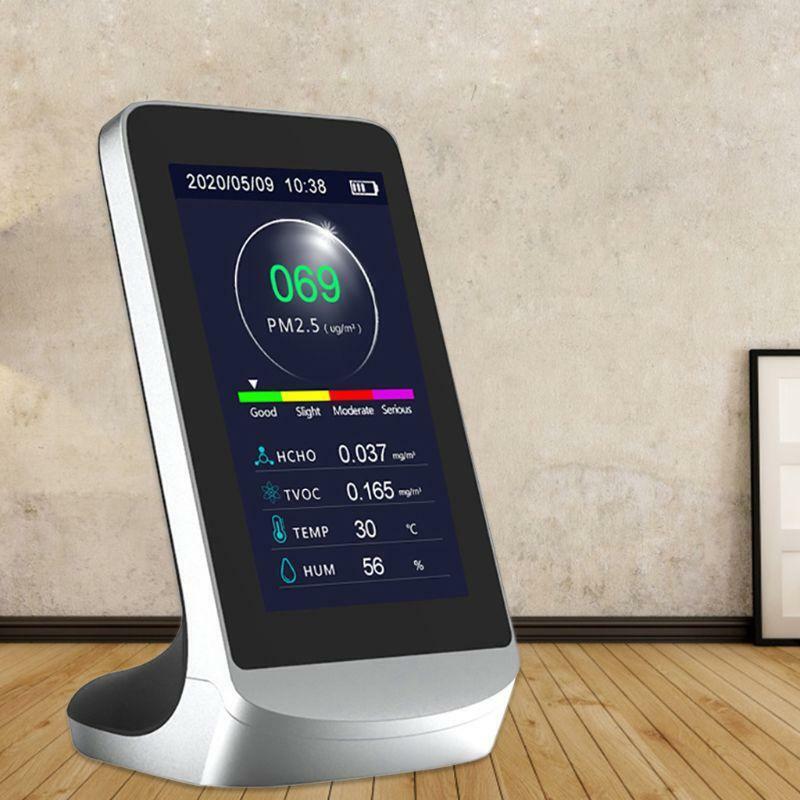 Digital Air Quality Monitor PM2.5 HCHO/TVOC AQI Gas Detector w/ History Function