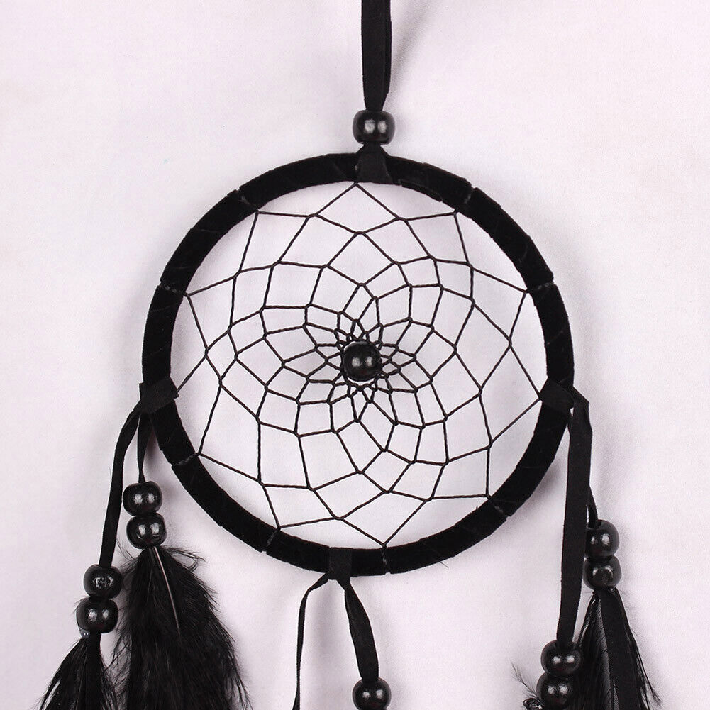 Bead Dream Catcher Black Feather Crafts Handmade Home Hanging Gifts
