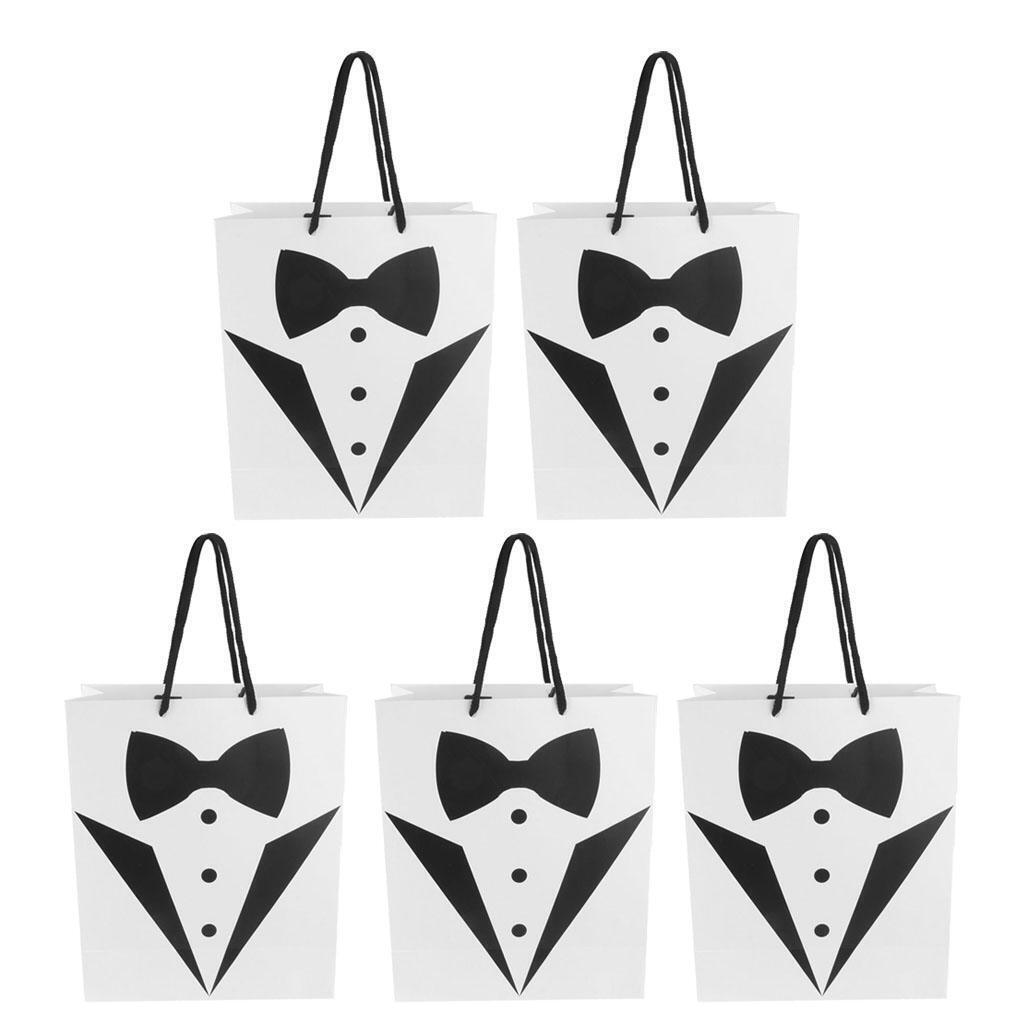 5x Fashion Paper Tuxedo Shopping Carry Bags Wedding Gift Bag with Handle