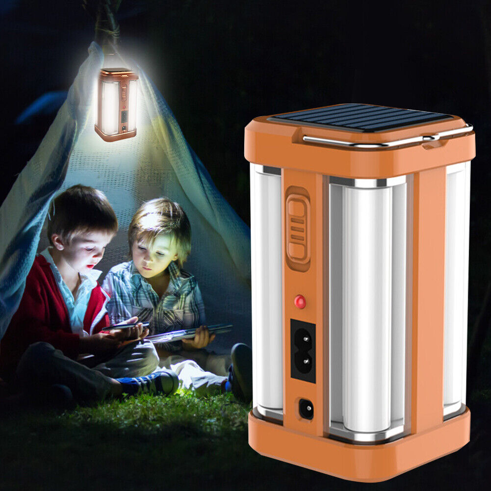 Portable Camping Light Outdoor Solar USB Charging 4 Side Tent Work Lantern