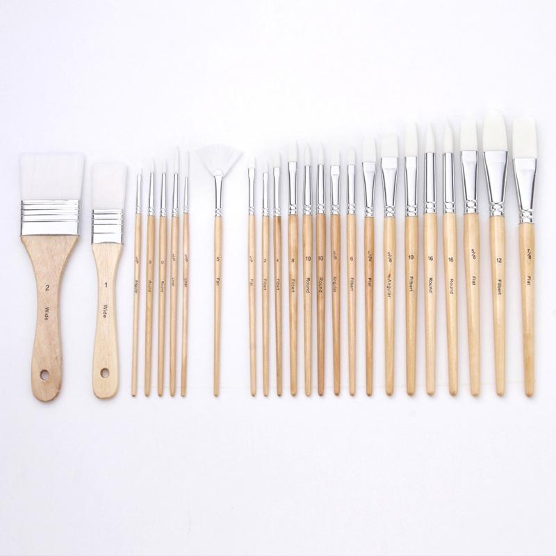 Professional Paintbrush Flat Edge Nylon Paint Brush Portable Artist Painting Kit