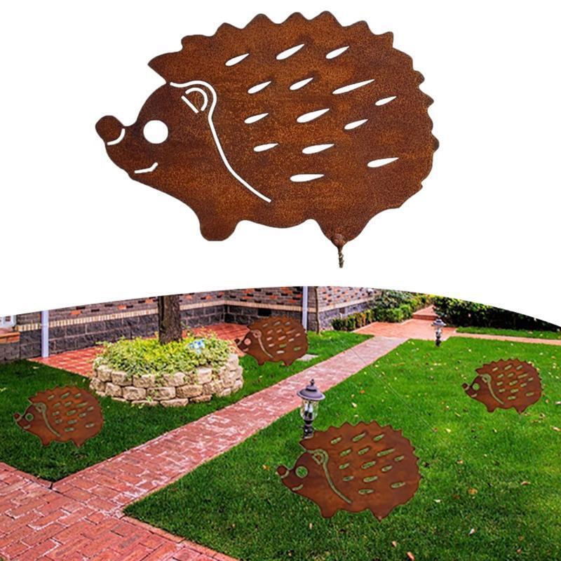 Decorative Garden Stake Lovely Hedgehog Silhouette Animal Stake for Balcony Lawn