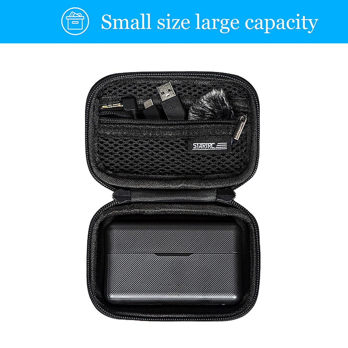 Portable Storage Bag Diamond Pattern Pu Storage Bag for DJI Mic Accessories A2UK