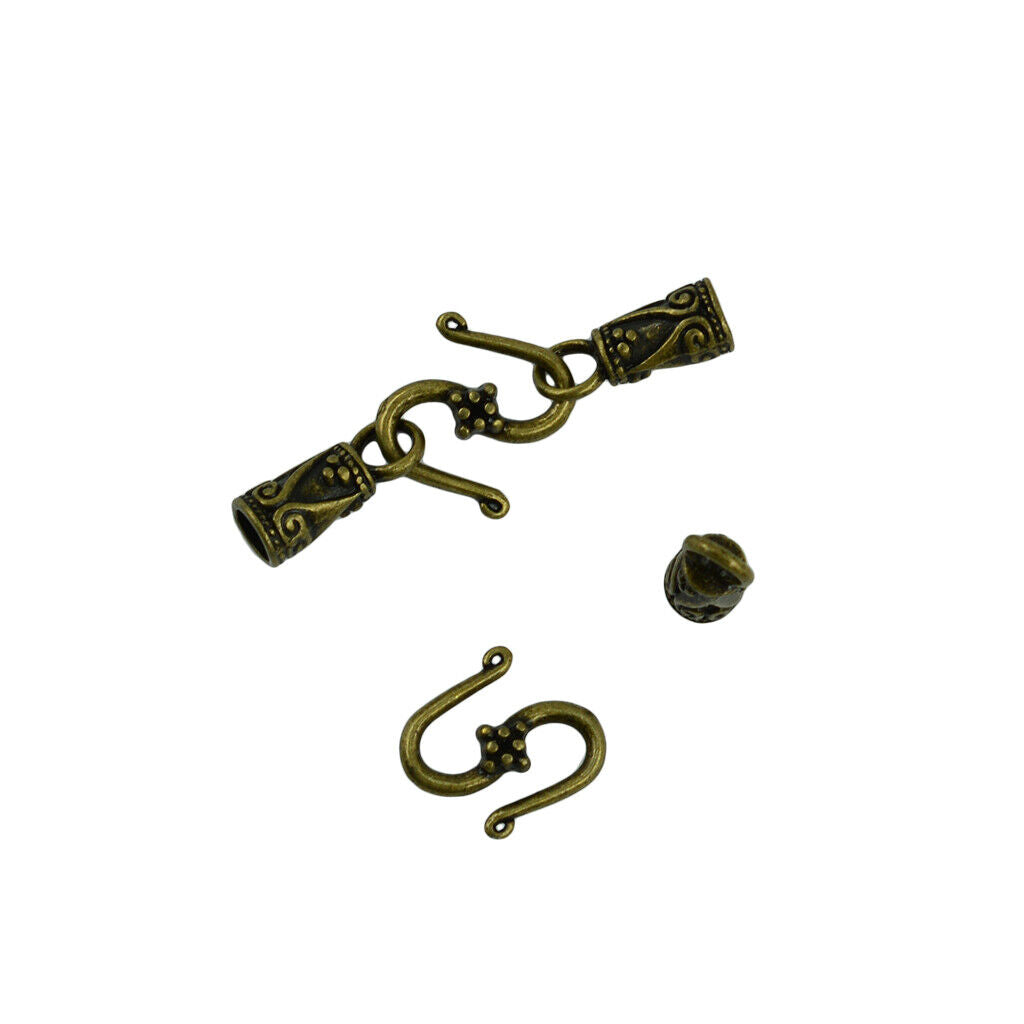 30   Bronze S Hook Clasp Leather Cord End Caps Jewelry DIY Making