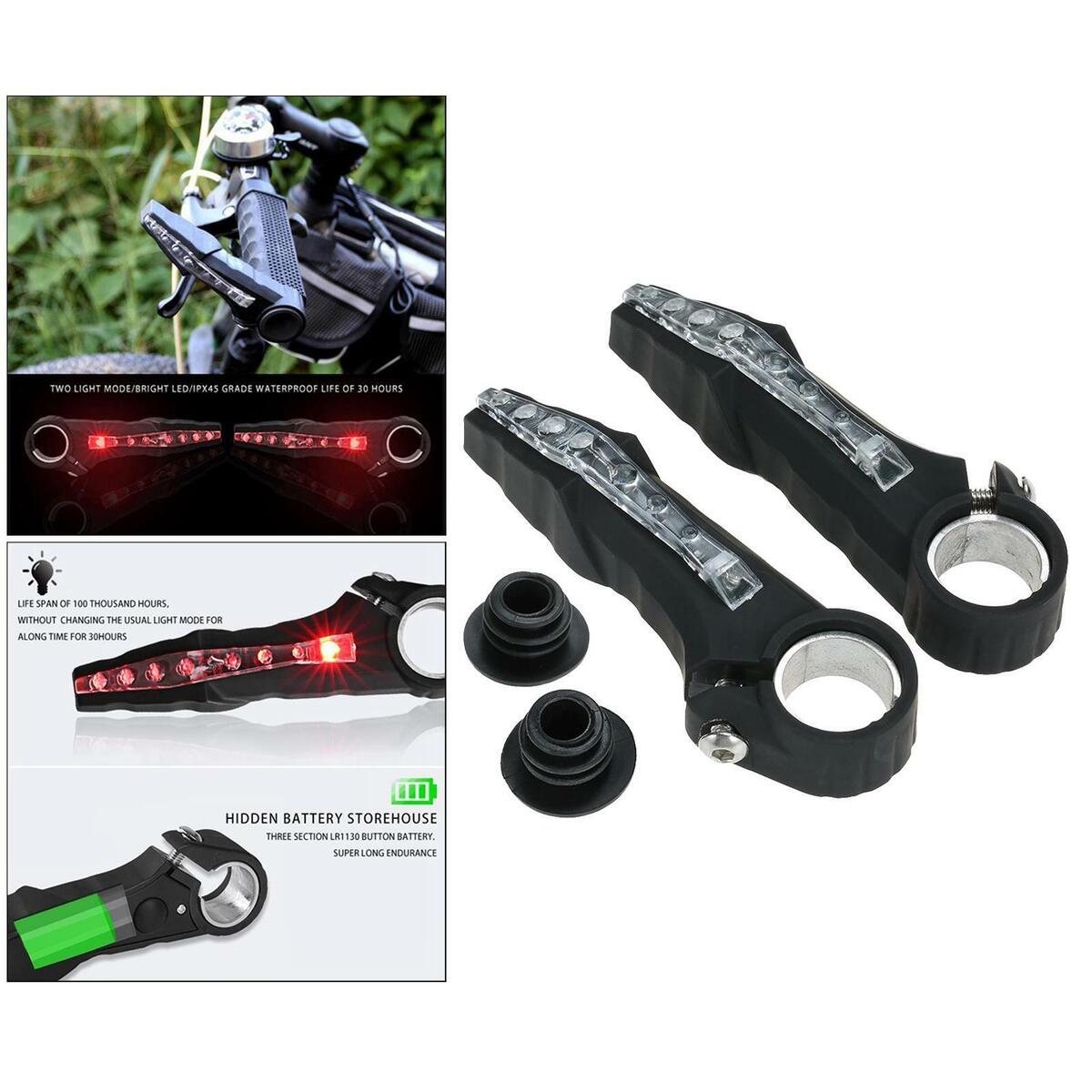 2x Bicycle Rest Handlebar Grips Light Bar End Lamp for Bikes Accessories