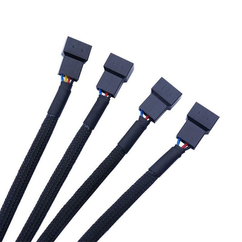 Case Fan Power Splitter Hub 4 Pin To 4 Way Cable Motherboard CPU PWM Expansion