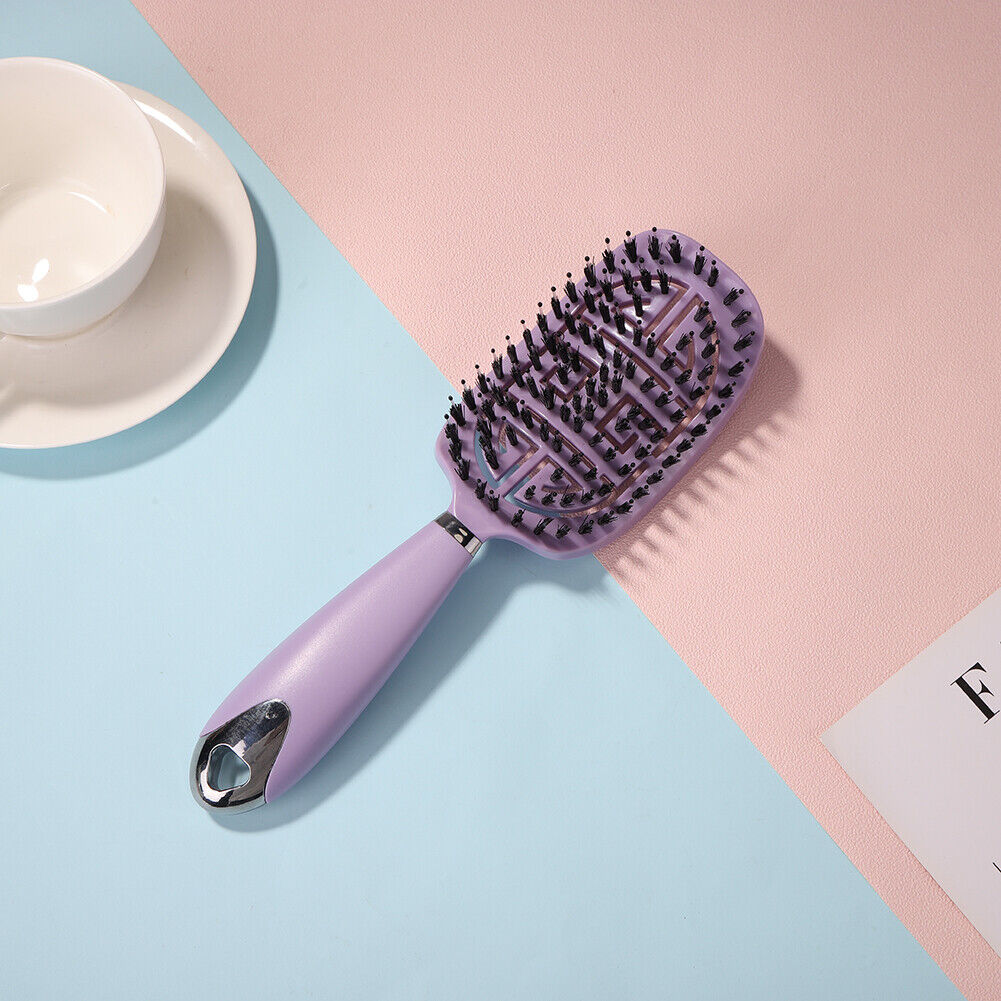 Brush Detangling Hair Comb Nylon Scalp Massage Wet Cur Pro(Purple)