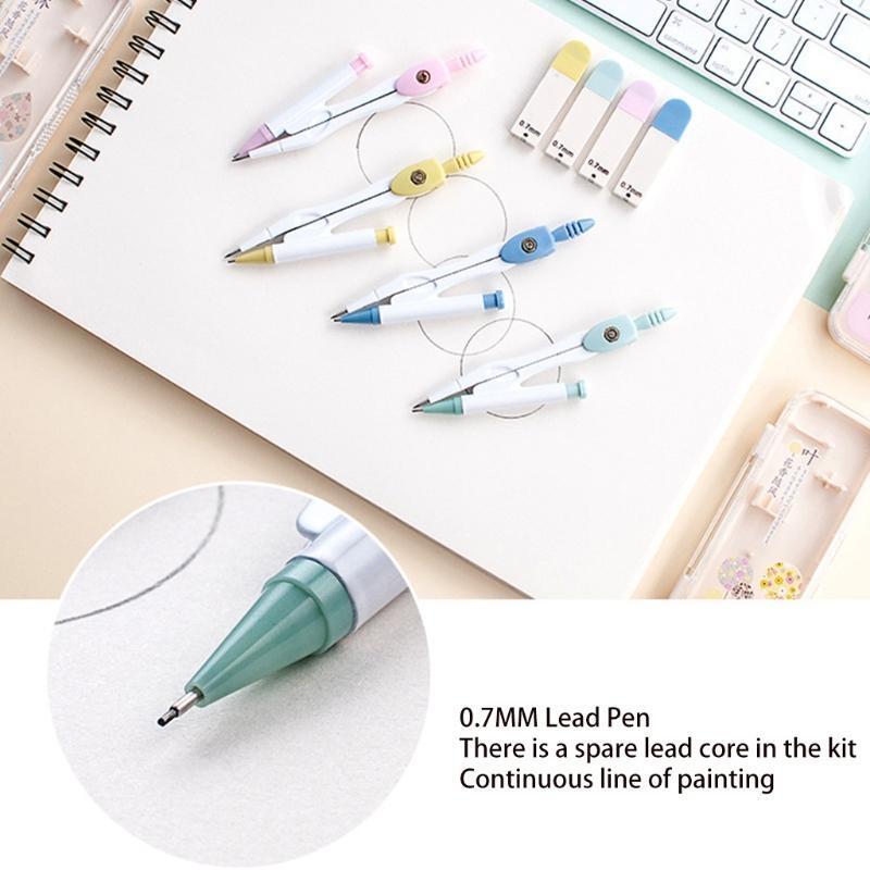 Multi-purpose Compass Kit with 0.7mm Lead Refills Math Drafting Tool for Student