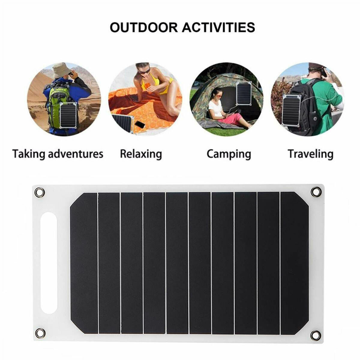 1x 10W 5V Solar  Panel Charging USB Charger For  Tablet Hiking