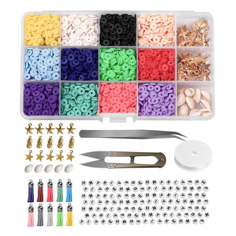 Clay Spacer Beads Bracelets Necklace Earring DIY Craft Kit with Pendant