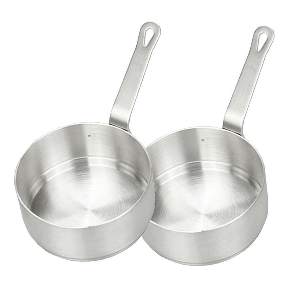 2 Pieces Stainless Steel Mini Sauce Pan Porridge Warmer Cookware 100ml