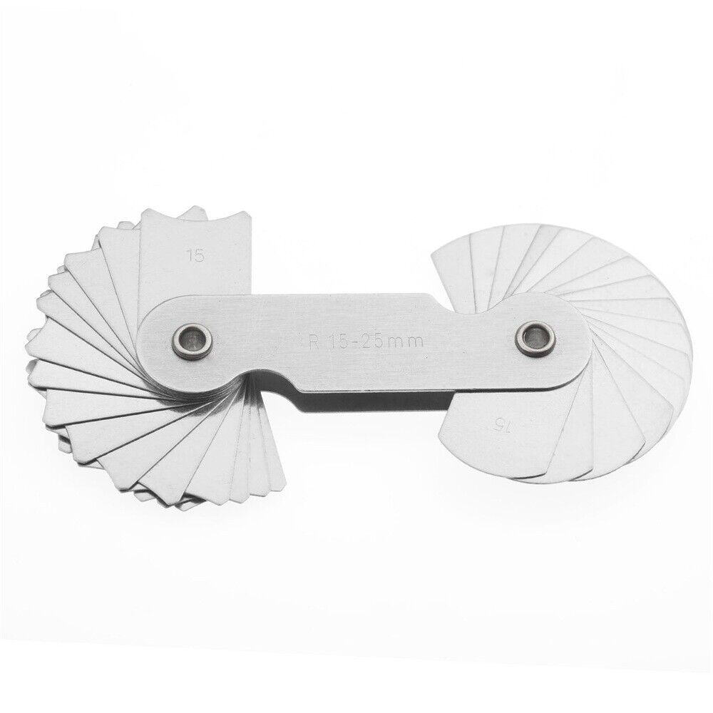 R15-25mm Radius Gauge Gage 32 Blades Metalworking Measuring Tool Stainless Steel