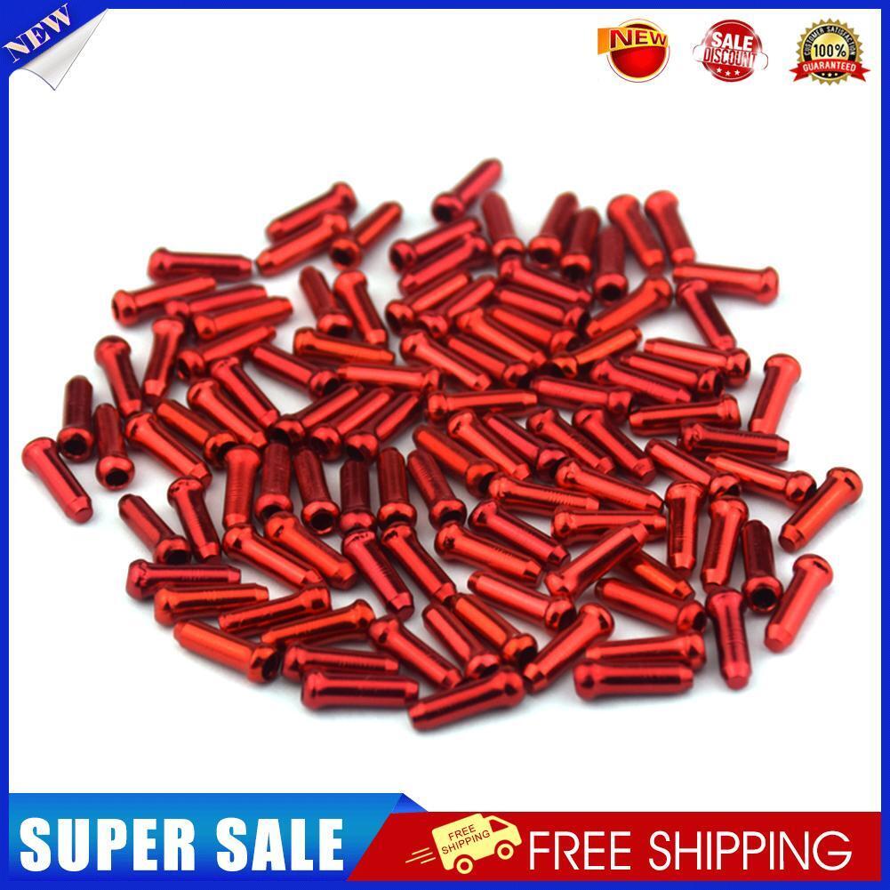 50pcs Bike Cable End Caps Aluminum Alloy Brake Shifter Cable Tips (Red)