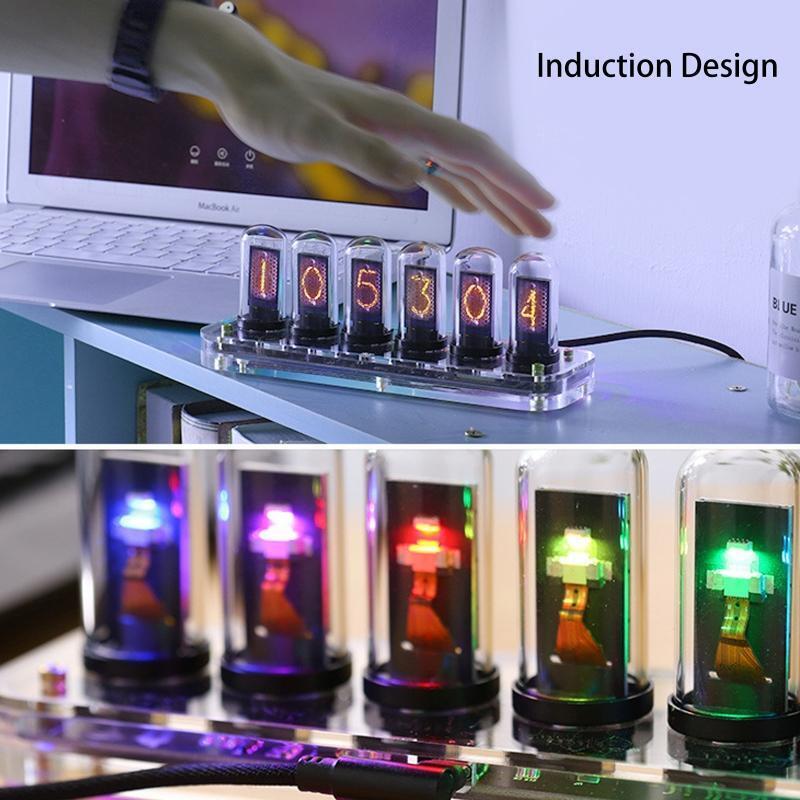 Creative Clock Home Office Ornament IPS Screen RGB Light with Calendar Display