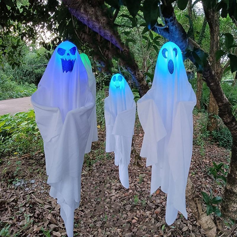 Halloween Ghost Pendant Led Light 3 Colors Changing Lamp Ornament