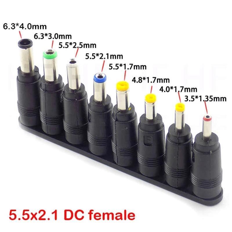 DC Power Supply Jack Sets 5.5x2.1mm Adapter To 8 Plugs Connector For Laptop