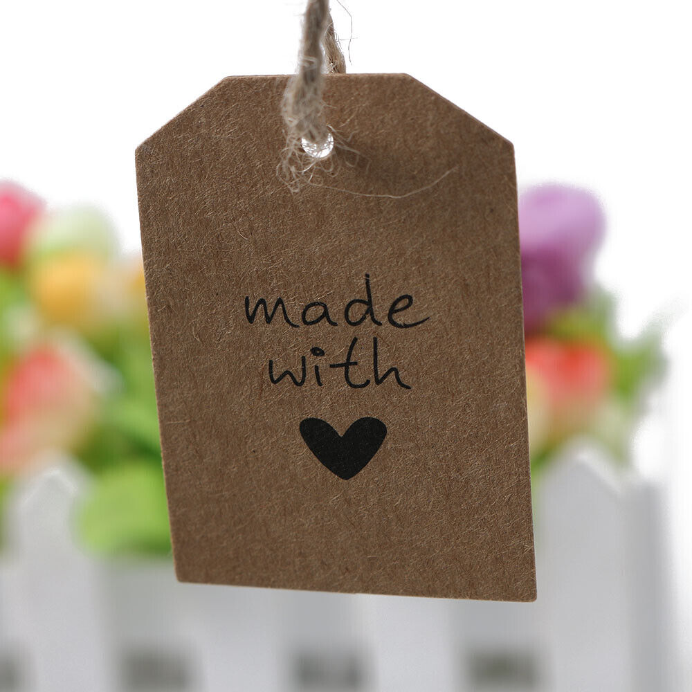 Wedding Supplies Kraft Paper Made with Love Gift Cards Blank Label Hang Tags