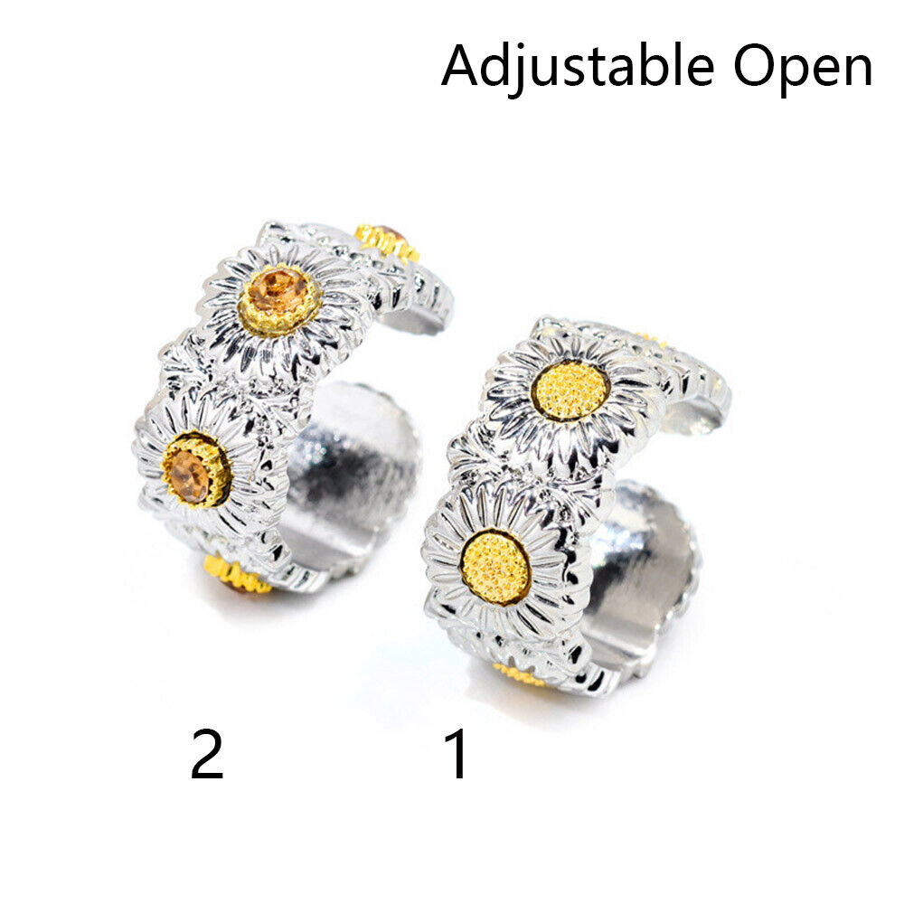 Adjustable Open Fashion Jewelry Rings For Women Wedding Daisy Rings Flower Ring