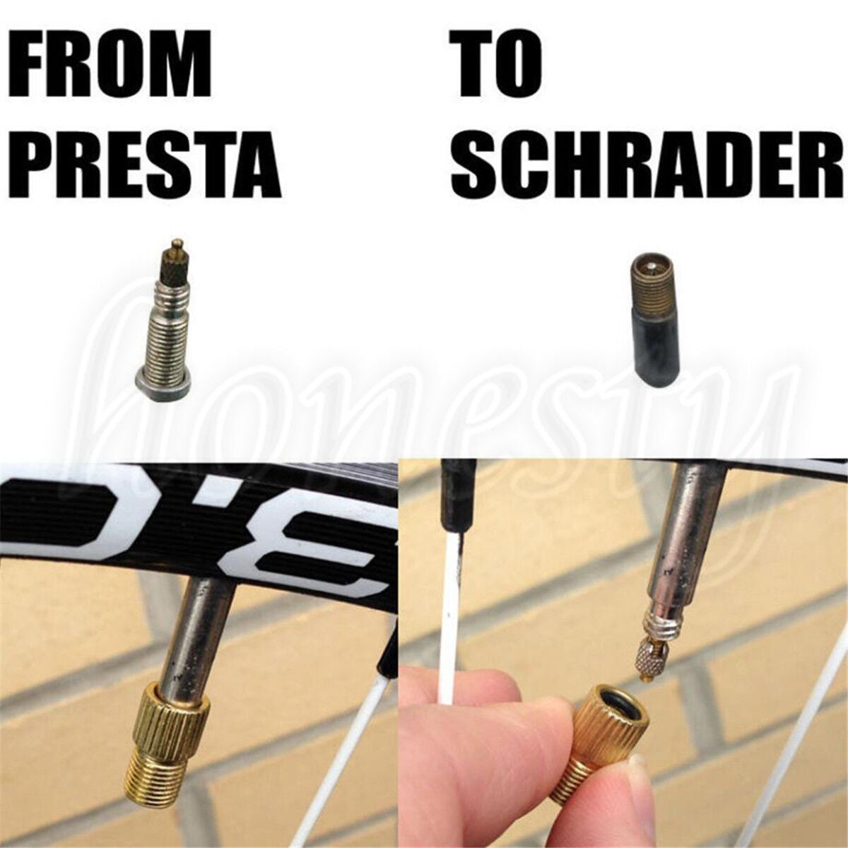 10X Presta to Schrader Tube Pump Tool Converter Bicycle Bike Tire Valve Adaptor