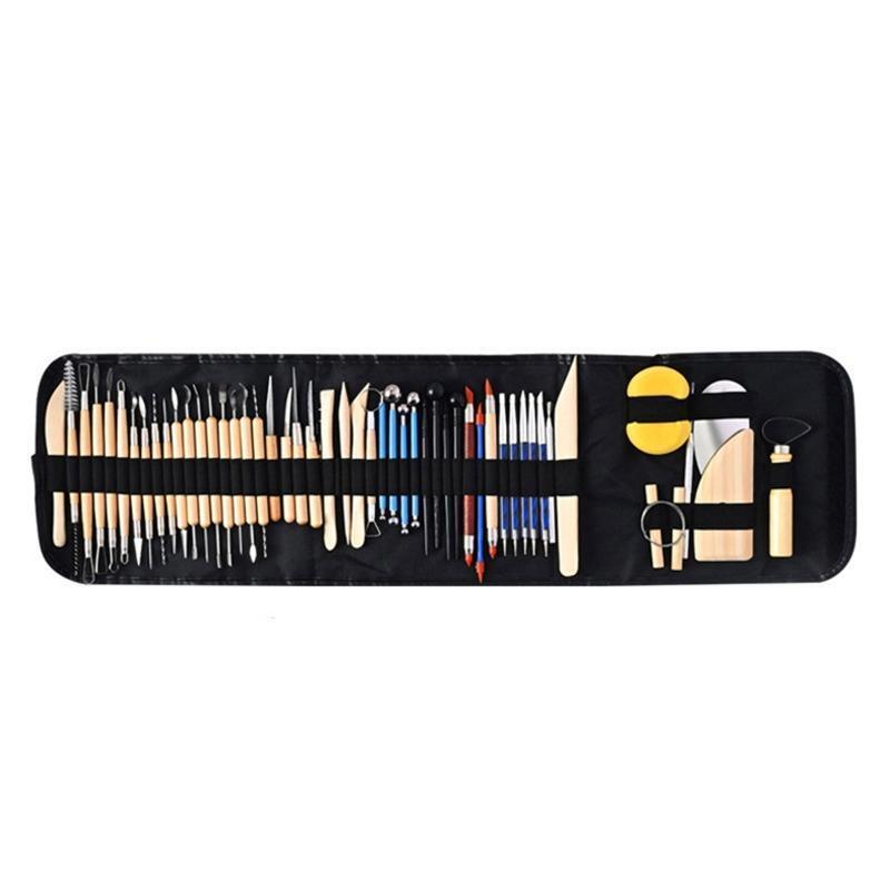 52Pcs Professional Pottery Clay Tools with Bag Dual-end Pottery Sculpting Tools