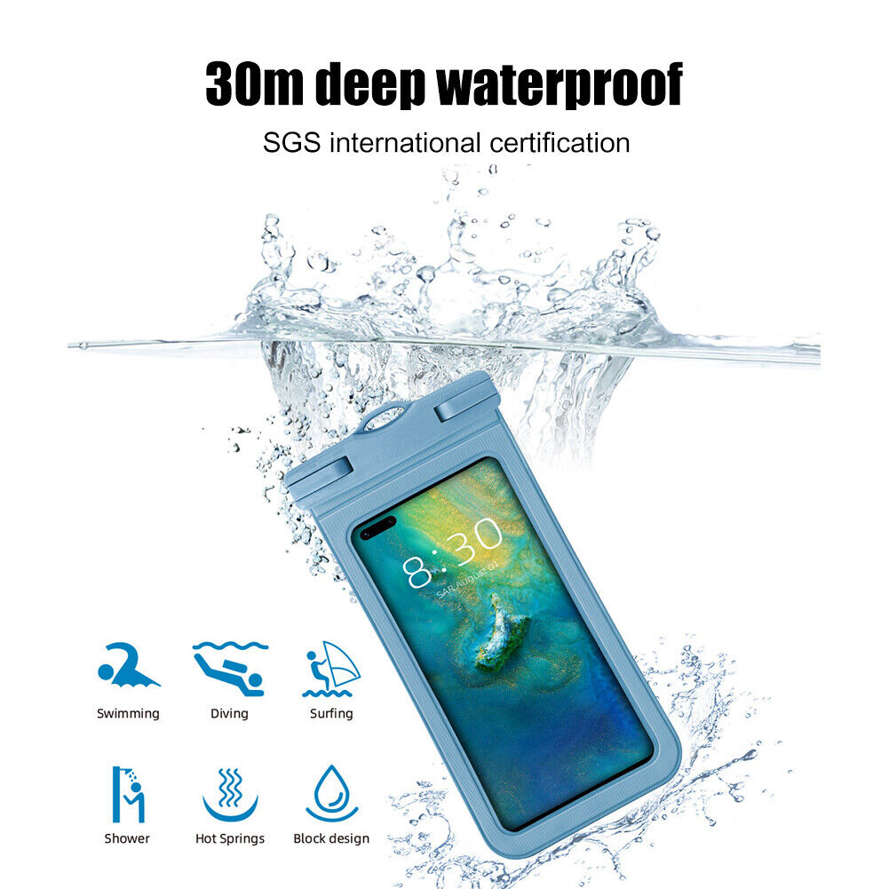 Waterproof Case Swimming Underwater Mobile Phone Pouch Bag (Grey Blue)