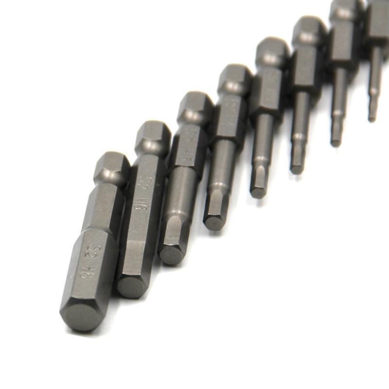 1/4 In Hex Shank Magnetic Screwdriver Bits Set 8 Pieces Power Tools 50mm Length