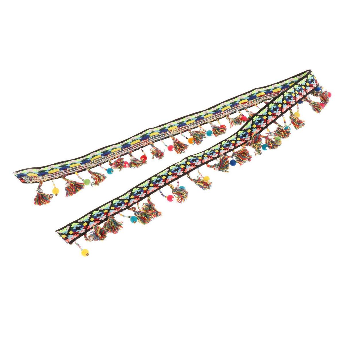 Colorful Tassel Embroidered  2.5cm Width for Sewing Craft Scarf Headwear