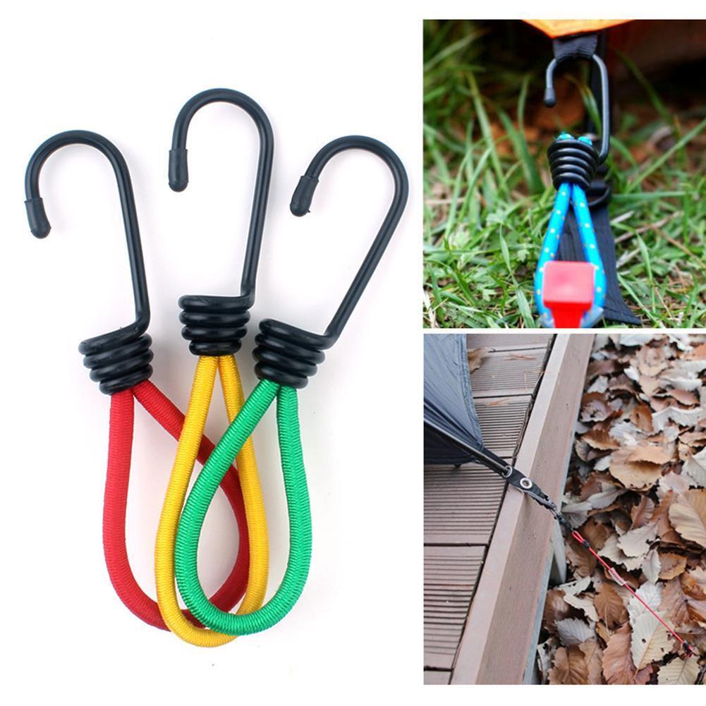 3pcs/set Outdoor Camping Tent Elastic Rope Buckle Hook Fixed Bundle Straps