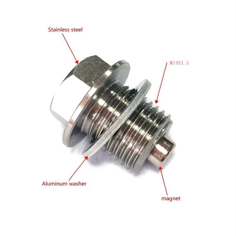 CNC Stainless Steel M14x1.5 mm Frame Magnetic Oil Drain Plug Screw Bolt Washer