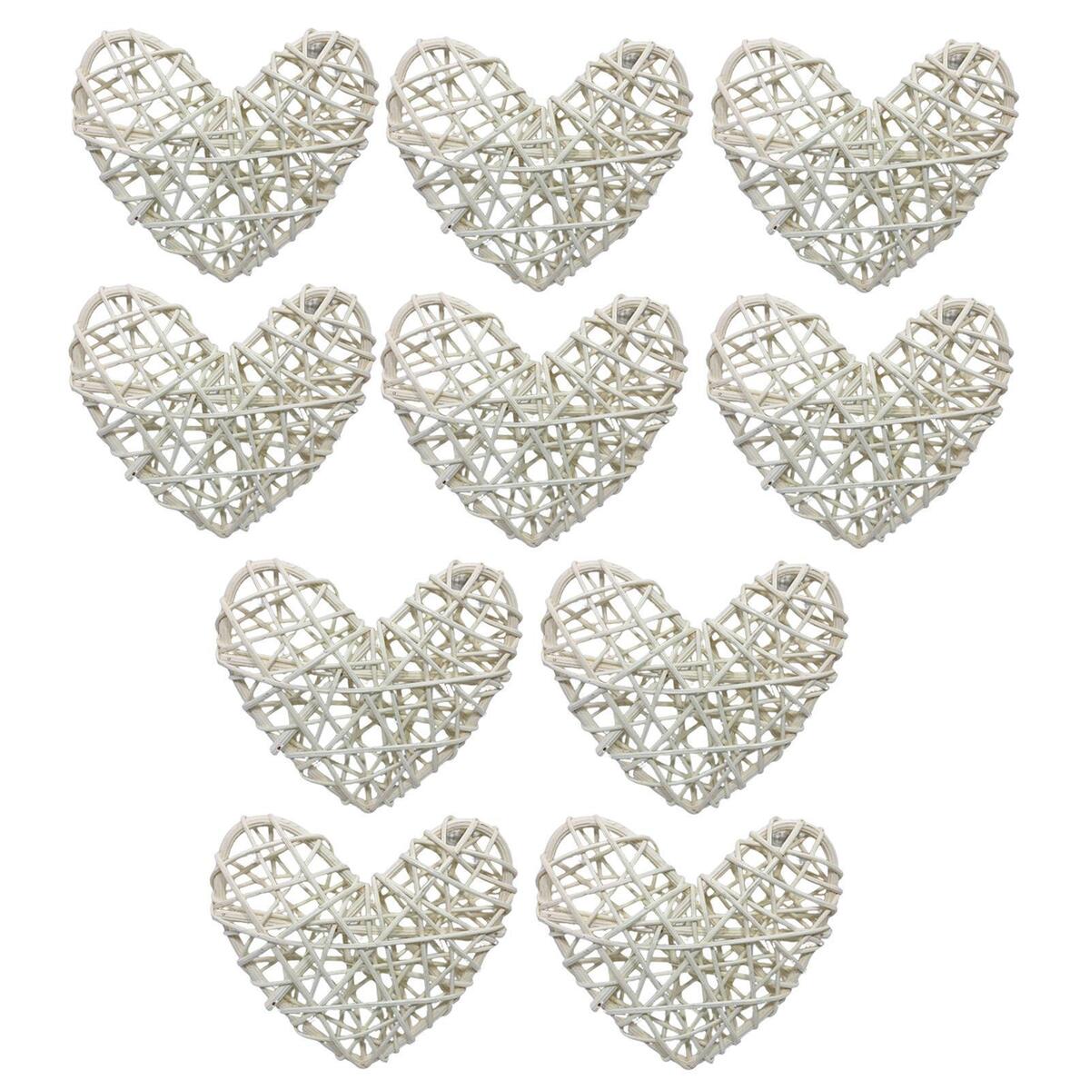 10 Pieces Heart Pendant Ornament  Decorative Rattan Hanging Crafts