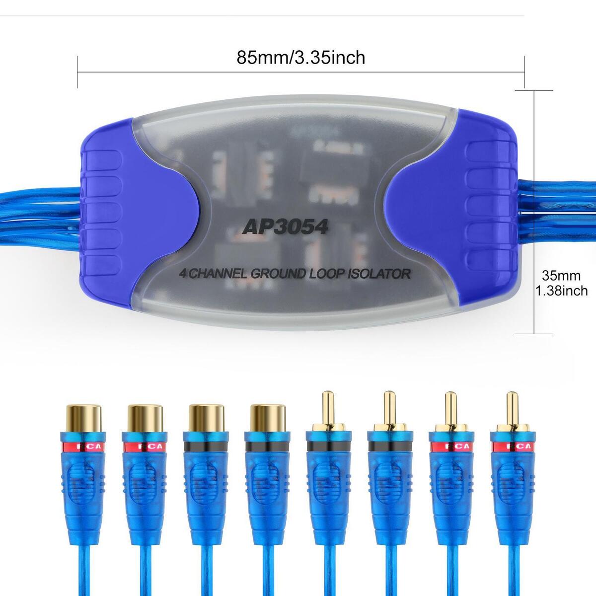 4Channel Audio 4RCA to 4RCA Ground Loop Isolator Noise Audio Filter Stereo