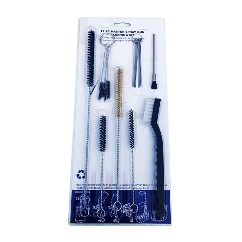 17 Pcs/Set Spray Gun Cleaner Wash Needle Air Brush Accessories Cleaning Tool Kit