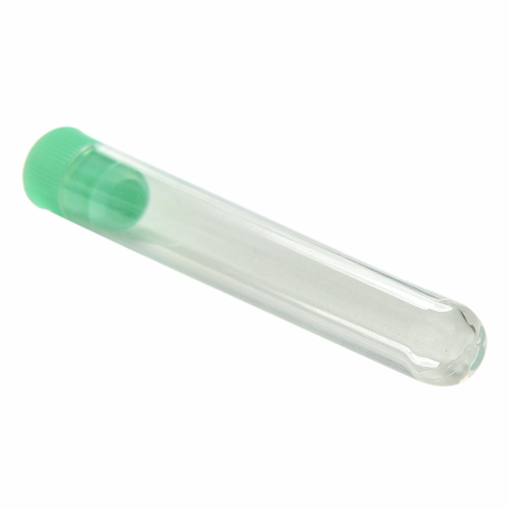 NEW 10 PC Clear Plastic Test Tubes with Green Caps Stoppers 12x75mm?New