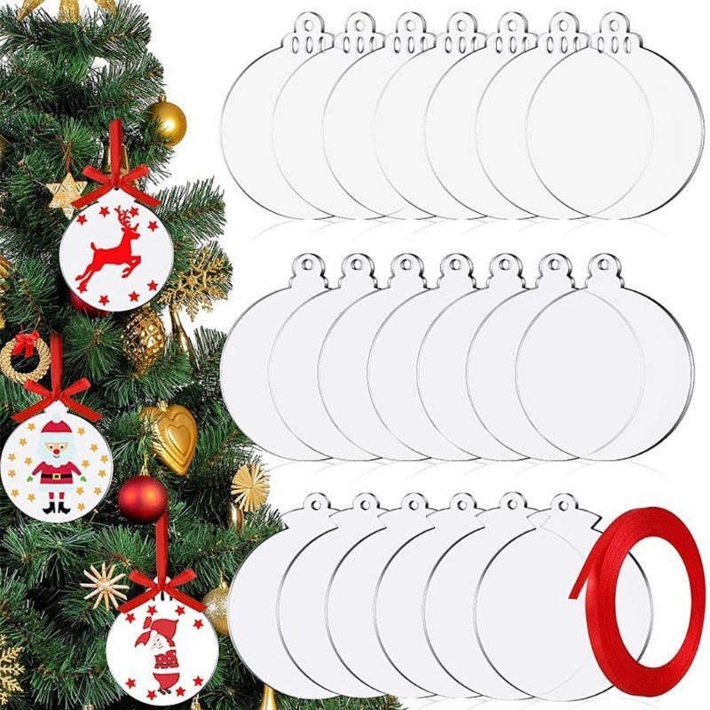 Clear Acrylic Christmas Ornament Blank DIY Decorating Sheet Pendant Funny Home