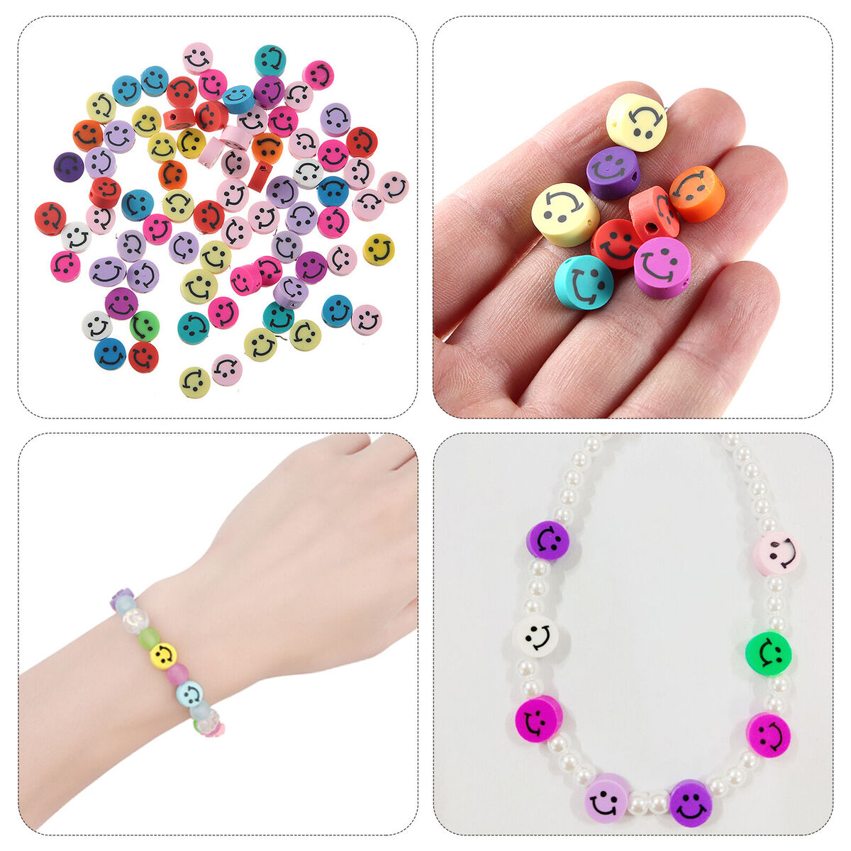 Smile Face Beads-Round Polymer Clay Beads DIY Jewelry Necklace Making Kit