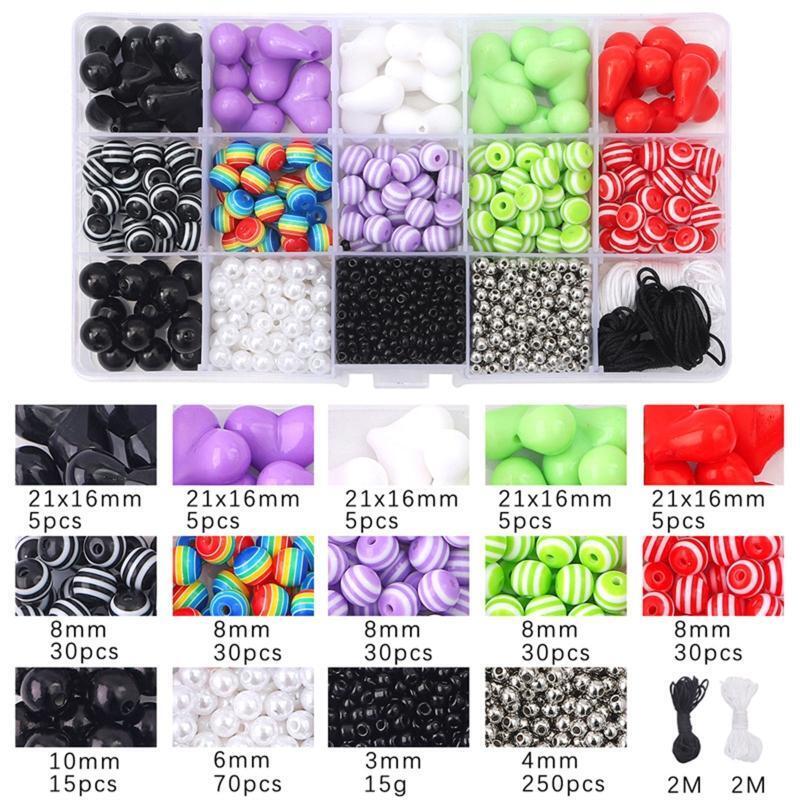 Colorful Acrylic Stripe Round Beads Rainbow Striped Round Ball Bead for Jewelry