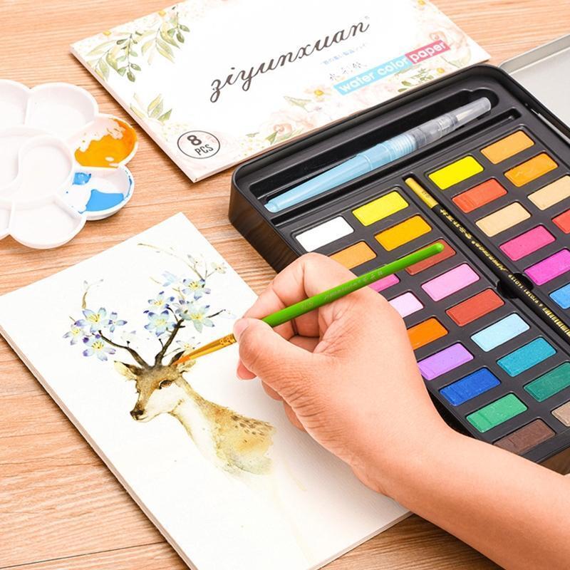 36 Colors Watercolor Paints with Coloring Book Painting Brush Water Brush Pen