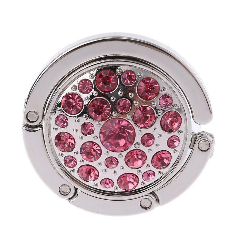 Round Foldable Purse Bag Rhinestone Hanger Handbag Table Desk Hook Tote Holder