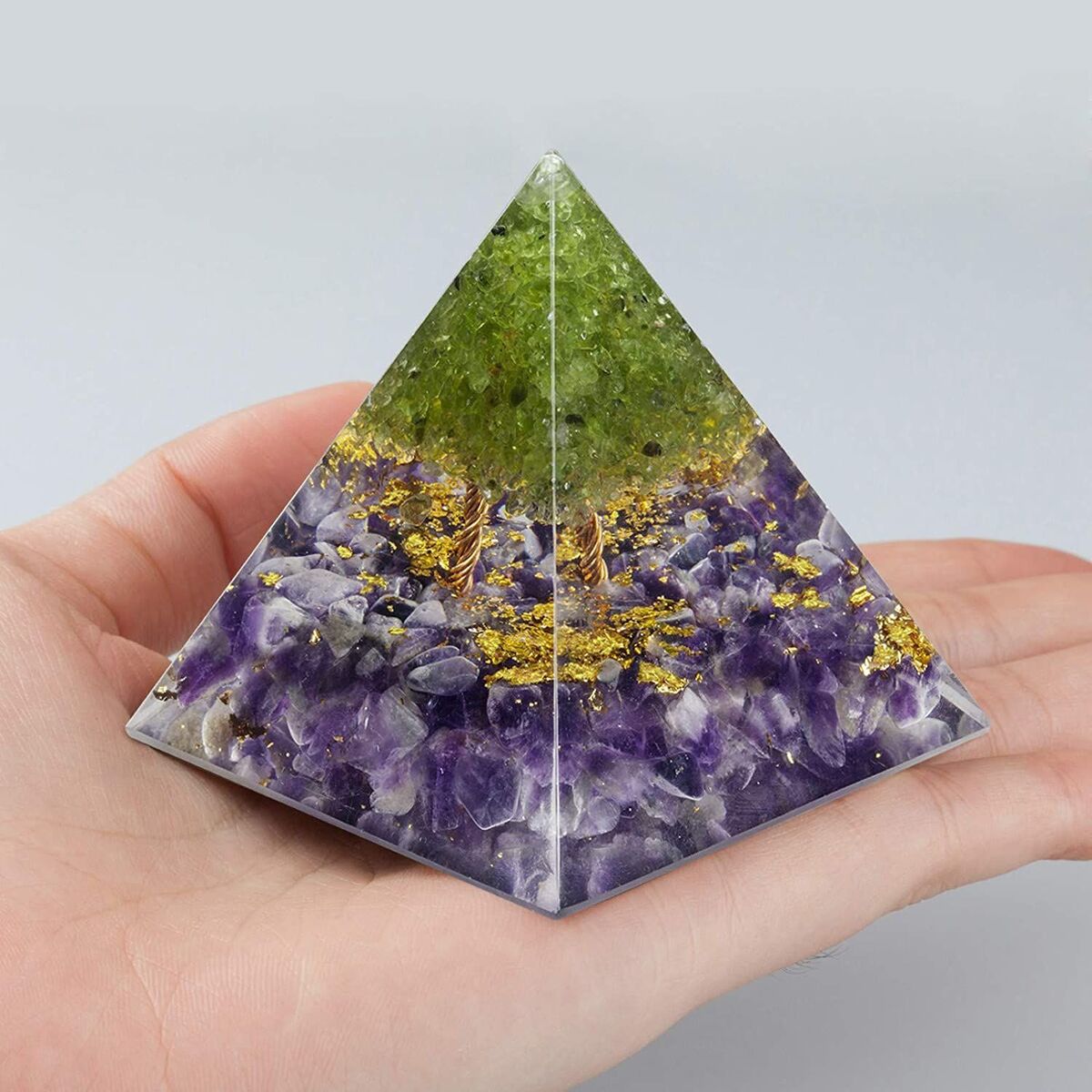 Crystal Chakra Orgone Pyramid Energy Orgone Stone Amethyst Peridot Crystal