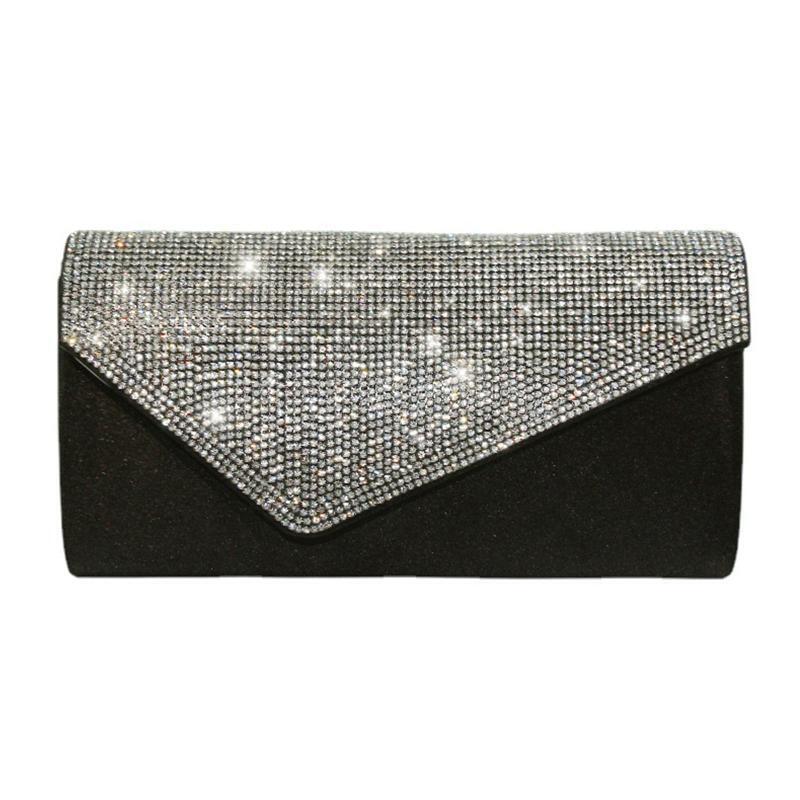 Glitter Flap Evening Bag Handbag Party Bridal Clutch Shoulder Bag with Detachabl
