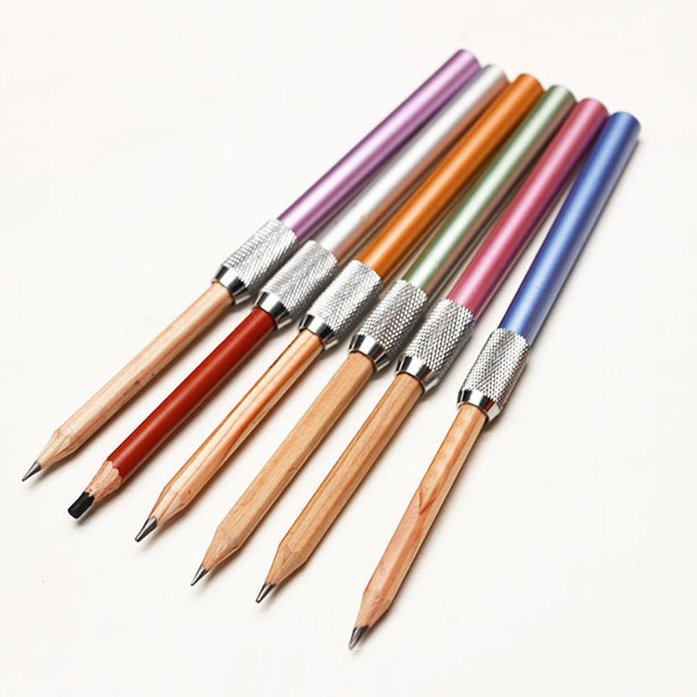 Metal Single Head Pencil Extender Holder Sketch School Office Write Tool
